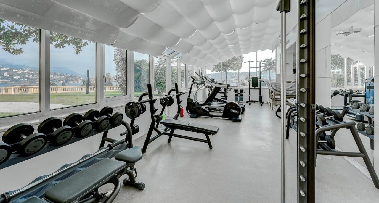 Private gym with ocean views